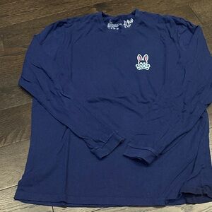 Psycho Bunny Dark Blue Long Sleeve Shirt with Bunny Logo
